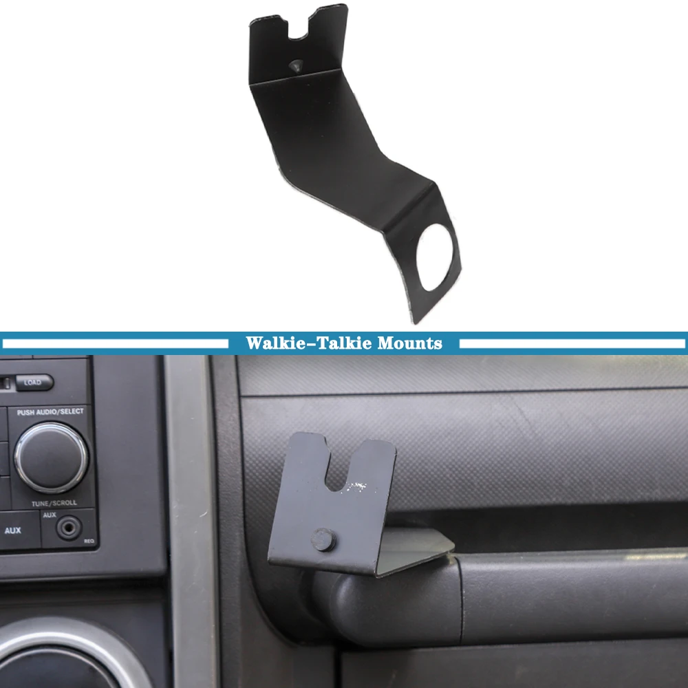 Walkie-talkie uchwyty uchwyt na telefon domofon dla Jeep Wrangler TJ 1996-2006 JK 2007-2017 akcesoria do wnętrza samochodu żelazny czarny