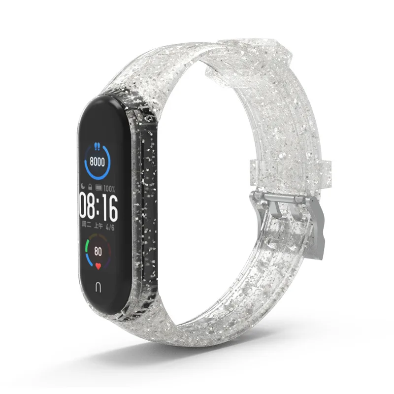 Bracelet de rechange en silicone transparent pailmétrage pour Xiaomi Mi Band, bracelet, 5, 4