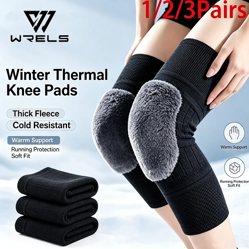 1/2/3 Pairs Winter Thermal Knee Pads Elderly Cold Resistant Arthritis Knee Support Women Men Running Compression Knee Protector
