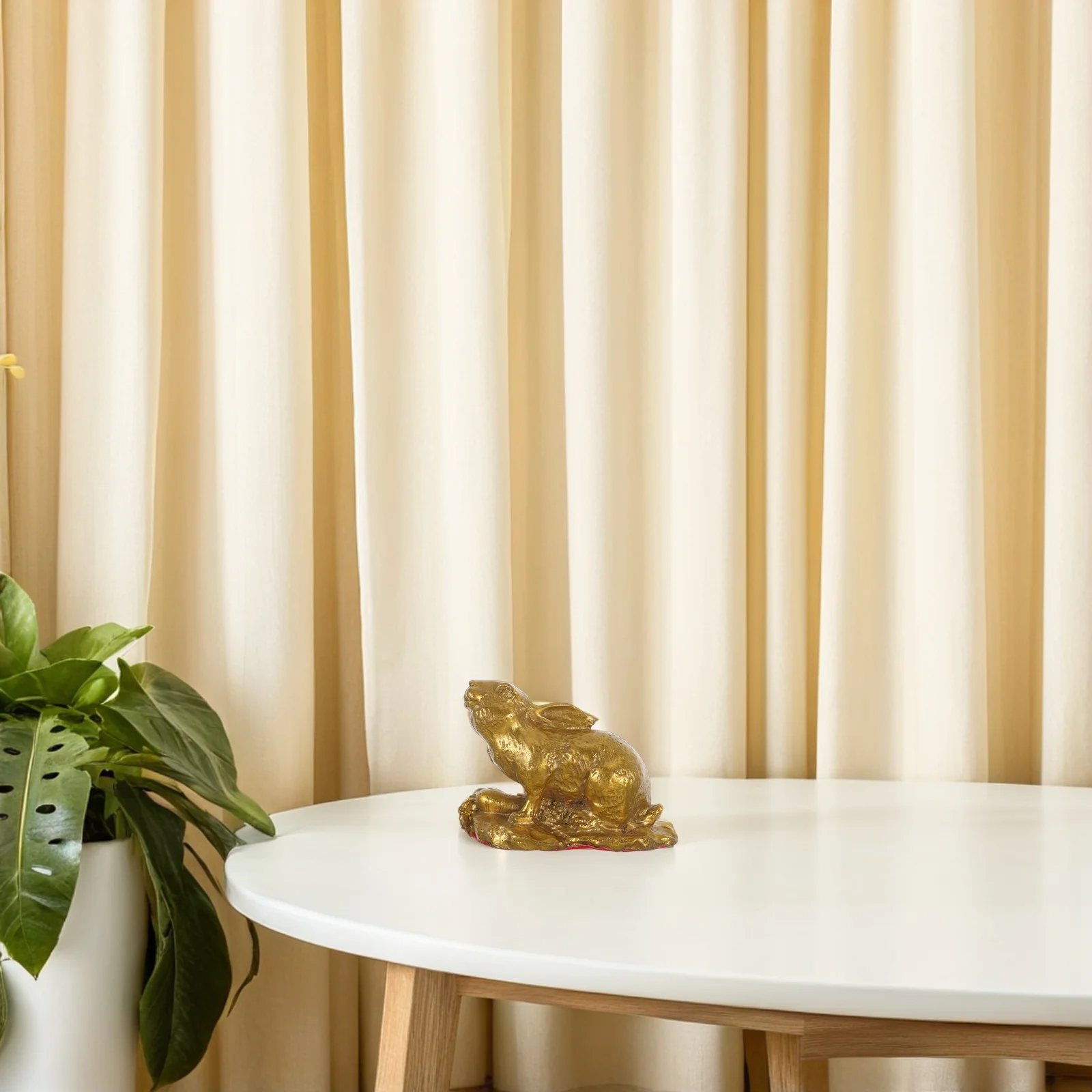 

Small Brass Rabbit Statue Vintage Metal Bunny Decoration for Living Room Desk Bookshelf - Office Decorative