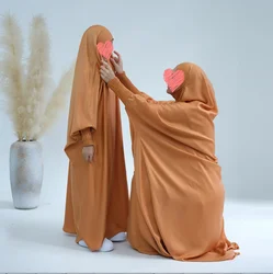 Ramadan Abaya Eid Hooded Muslim Women and Girls Long Khimar Dress Turkey Hijab Arab Kaftan Islam Gown Prayer Garment Abayas Robe