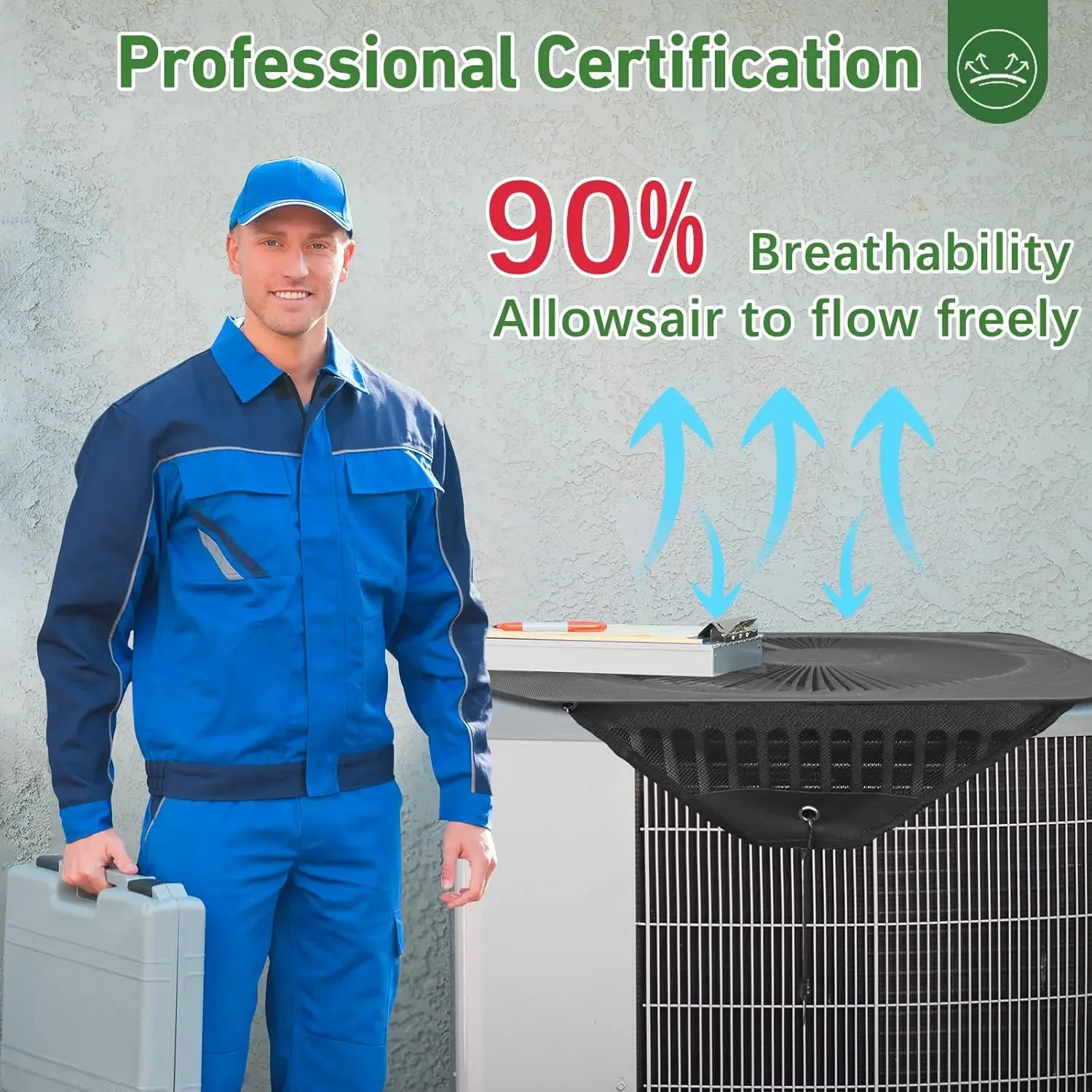 Braided Eco‑Friendly Central AC Unit Cover, 28×28 Inch Mesh Net Defender for Heat Pumps, All‑Season Durable Outdoor Home Dust Cover