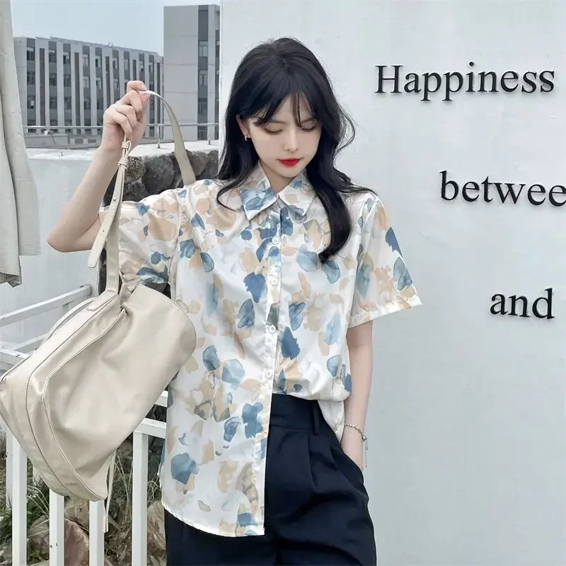 

Shirts Women Acetate Gradient Color Asymmetrical Hem Rooftop Party Trendsetting Blouse For Fashionista Girls Night Gathering