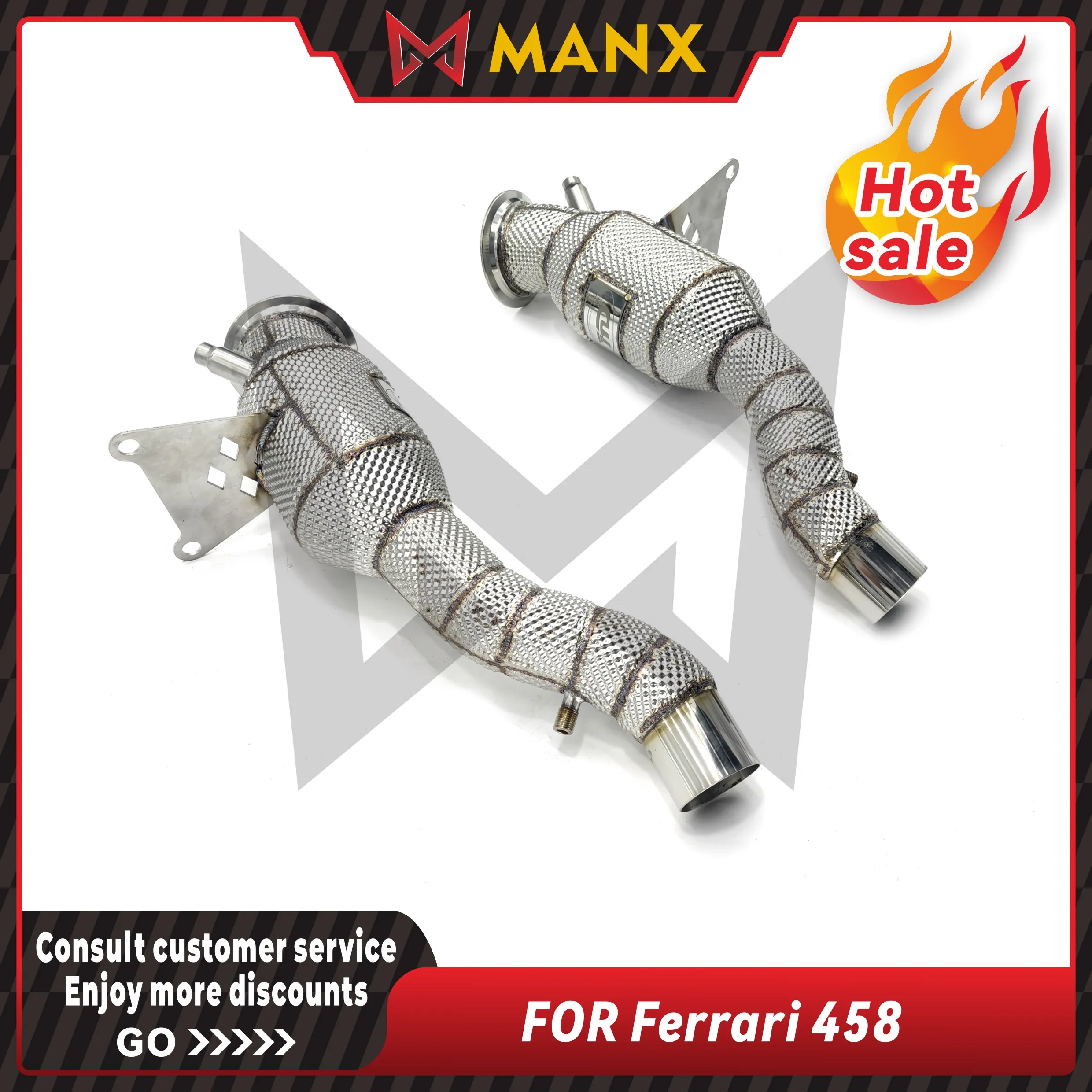 

MANX Catalyzed Downpipe Catless Downpipe For Ferrari 458 Car Exhaust system Performance exhaust pipe with heat shield