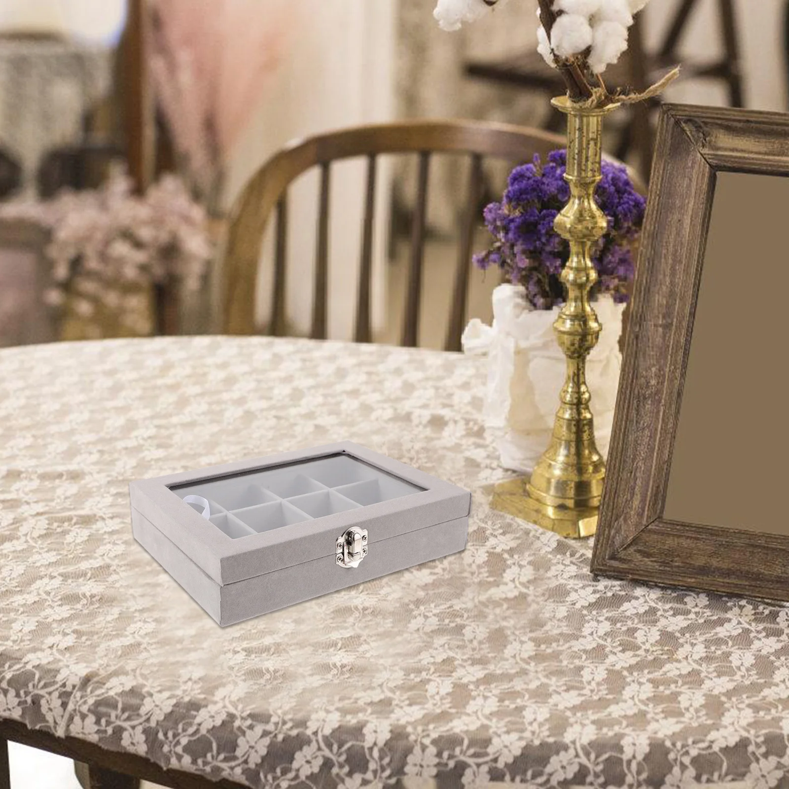 

12 Compartment Jewelry Storage Box With Clear Lid For Earrings Necklaces Bracelets Rings Watches Organizer Display Case Scratch