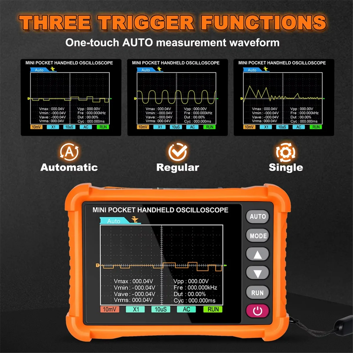 AA98 Handheld Digital Oscilloscope,2.5MS/S Real Time Sampling Rate & 500kHz Bandwidth, BT-500K 2.8-Inch Display Oscilloscope