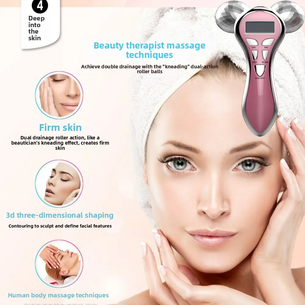 Neue 4D Mikrostrom Gesicht Massager Roller V Gesicht Gesichts Lifting Gerät EMS Vibration Puls Massage Y Form Schönheit Hautpflege Werkzeug