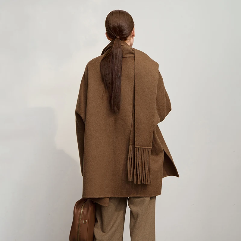 Amii Women's Coat 2026 Winter New Minimalism Loose Warm Women's Wool Coat O-Neck Long Sleeves Versatile Clothing Female 12554022
