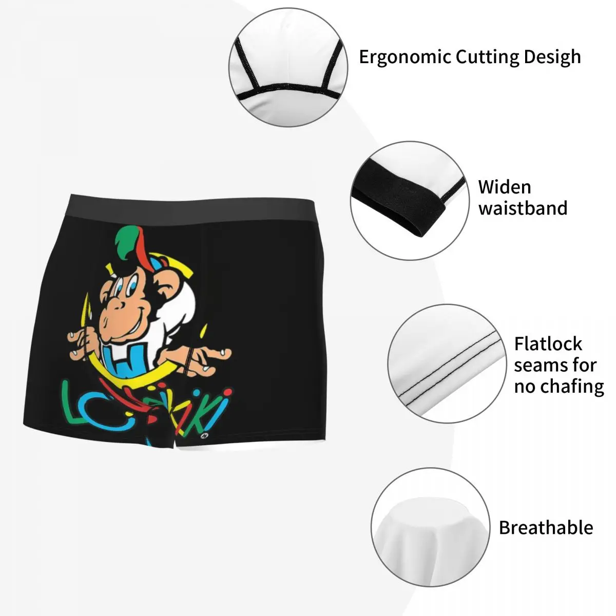 LC Waifu Monkey Essential Boxer Masculino, Cuecas Boxer de Alta Qualidade, Roupa Interior Altamente Respirável, Shorts Estampados, Ideia Presente, Essencial