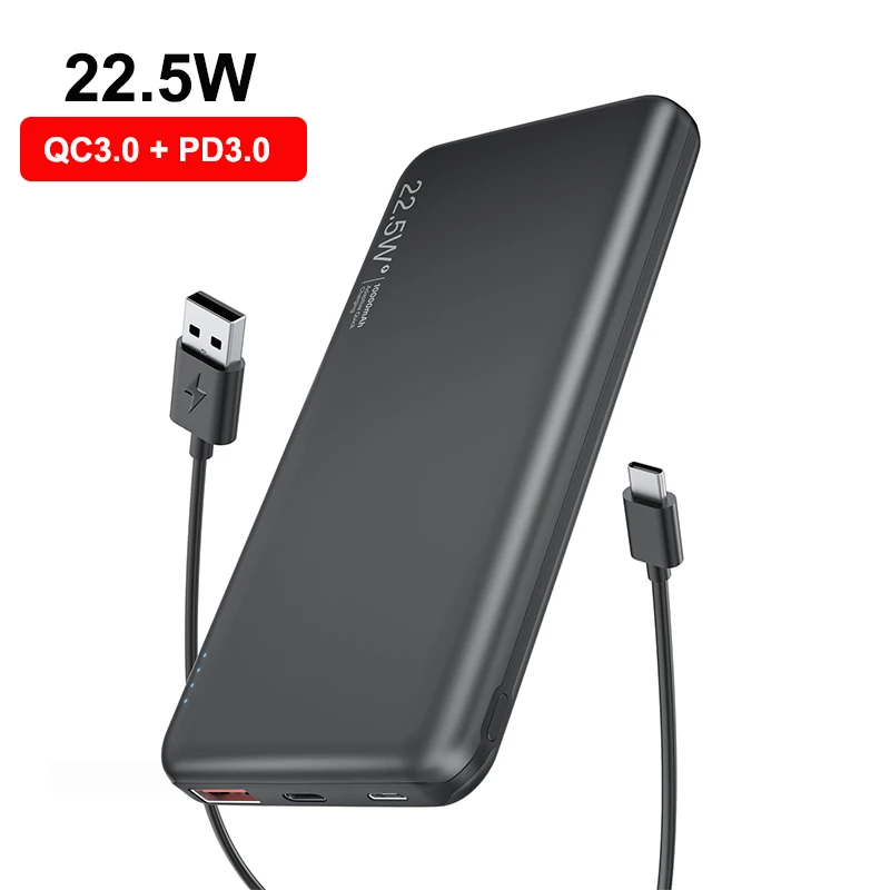 

Power Bank 10000mAh 22.5W QC PD 3.0 Fast Charging Portable Charger External Battery for Xiaomi iPhone Samsung Huawei Powerbank