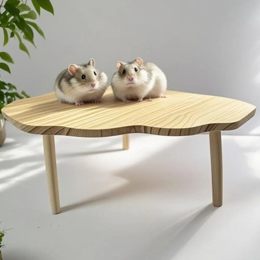 

Wooden Hamster Platform Jumping Board Funny Hamster Climbing Toy Fanshaped Table Wear-resistant Small Pets Playing Stand
