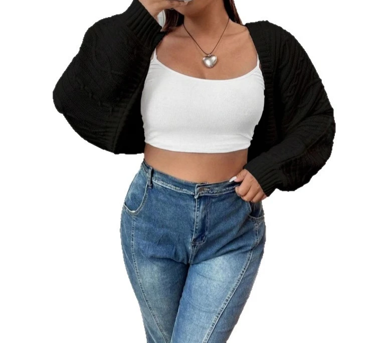 2025, einfarbig, Herbst/Winter, modisch, neuer Kapuzenpullover mit Fledermausärmeln, lockere lässige Strickjacke