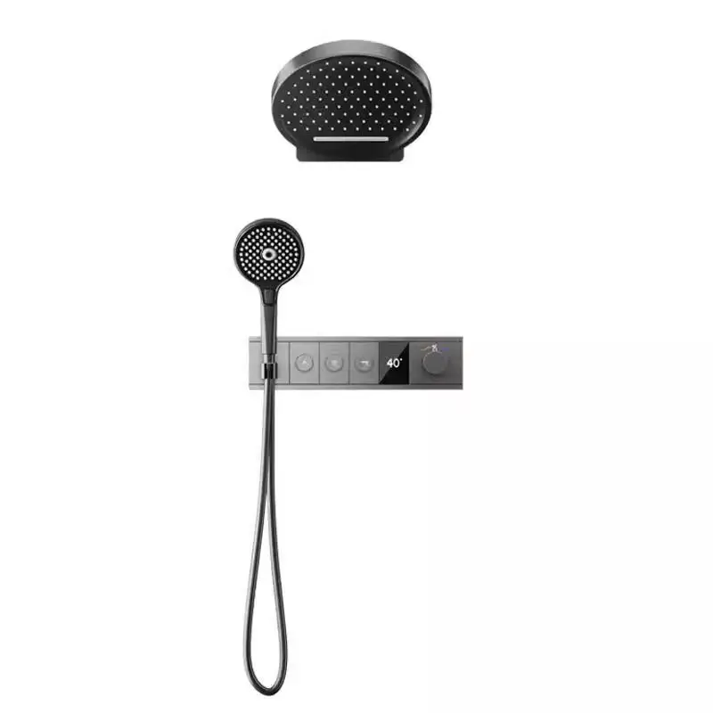 

Concealed constant temperature digital display embedded in wall Embedded button Air pressurized shower