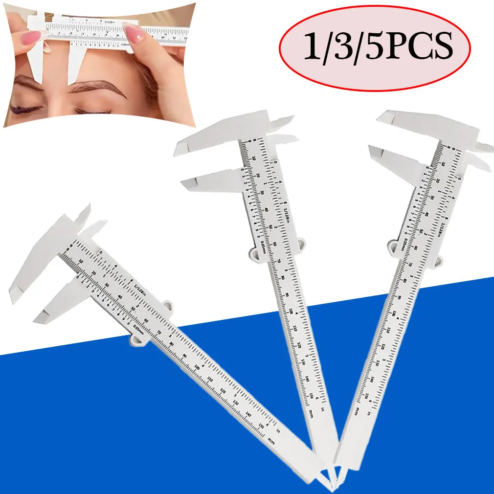 

1/3/5PCS Eyebrow Ruler White Double Scale Vernier Caliper Plastic Eyebrow Measuring Ruler Measurement Tools Makeup Guide Ruler