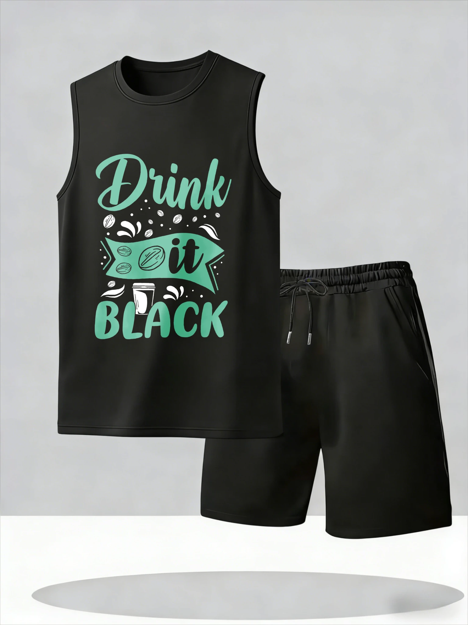 

Men's Tank Top Sets 2026 Summer Thin Quick Dry seaside beach sports suits Breathable crewneck sports oversize men's tracksuit