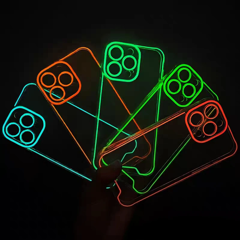 جديد ليلة ضوء مضيئة واضح جراب هاتف آيفون الهواء 17 16 15 14 زائد 13 12 11 برو ماكس لينة سيليكون غطاء مقاوم للصدمات Funda