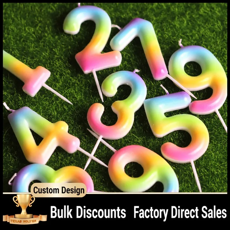 Summer Gradient Rainbow Number Candles Creative Birthday Decor Color Changing Wax Sticks Beautiful Cake Ornament Festive Party