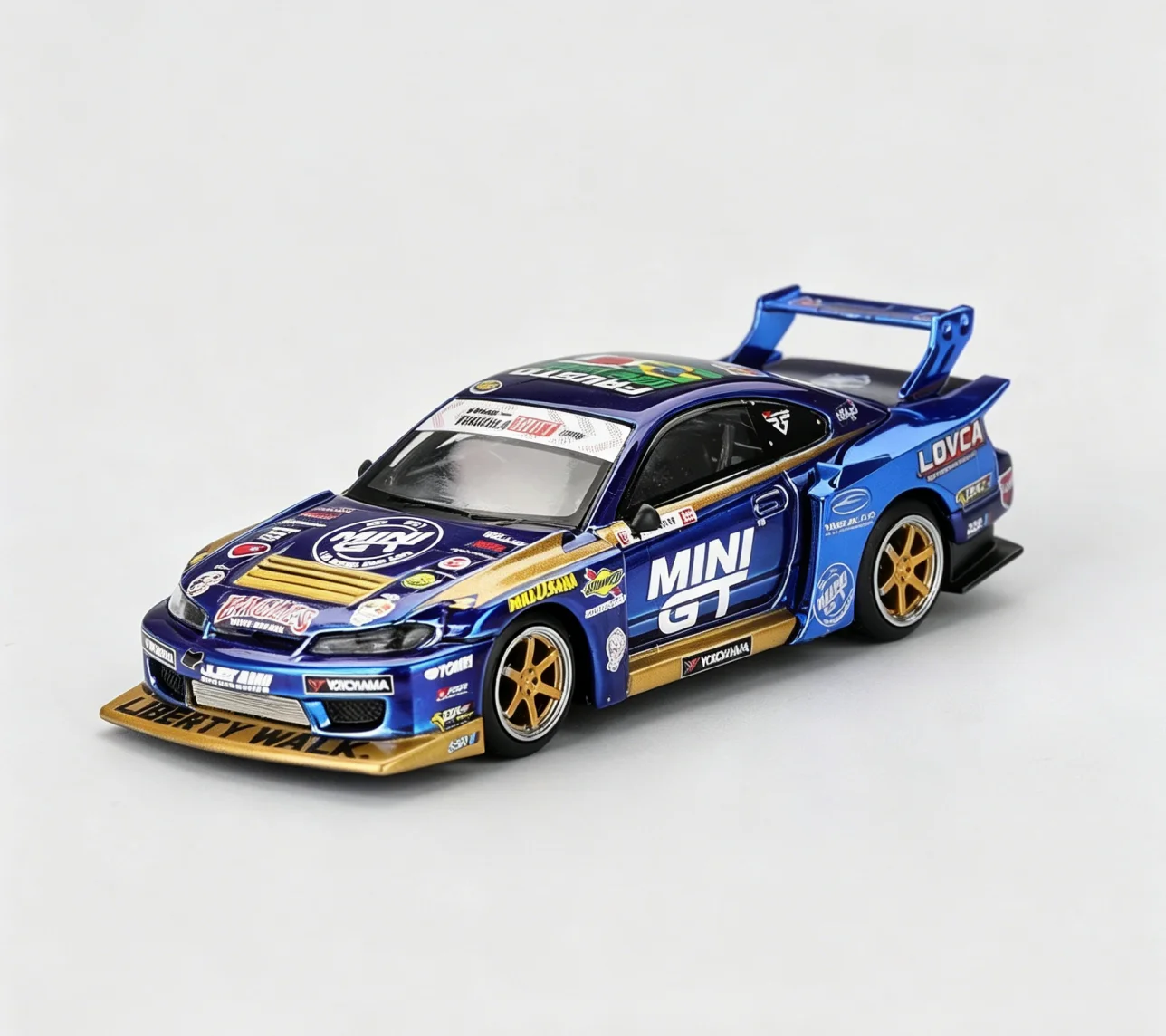 MINI GT 1157 Silvia S15 555 LB-Super Silhouette Team Liberty Walk 2025 Diecast Model Car Limited Edition Collection Alloy