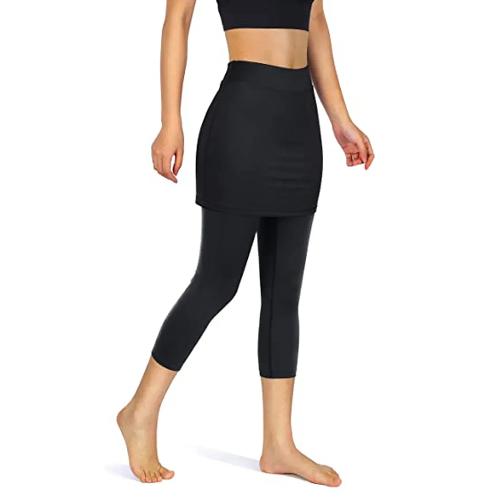 Tennis Skorts Cross-waist Skirted Legging Yoga Legging with Skirts Tennis Leggings Soft Stretchy Tennis Dresses Running