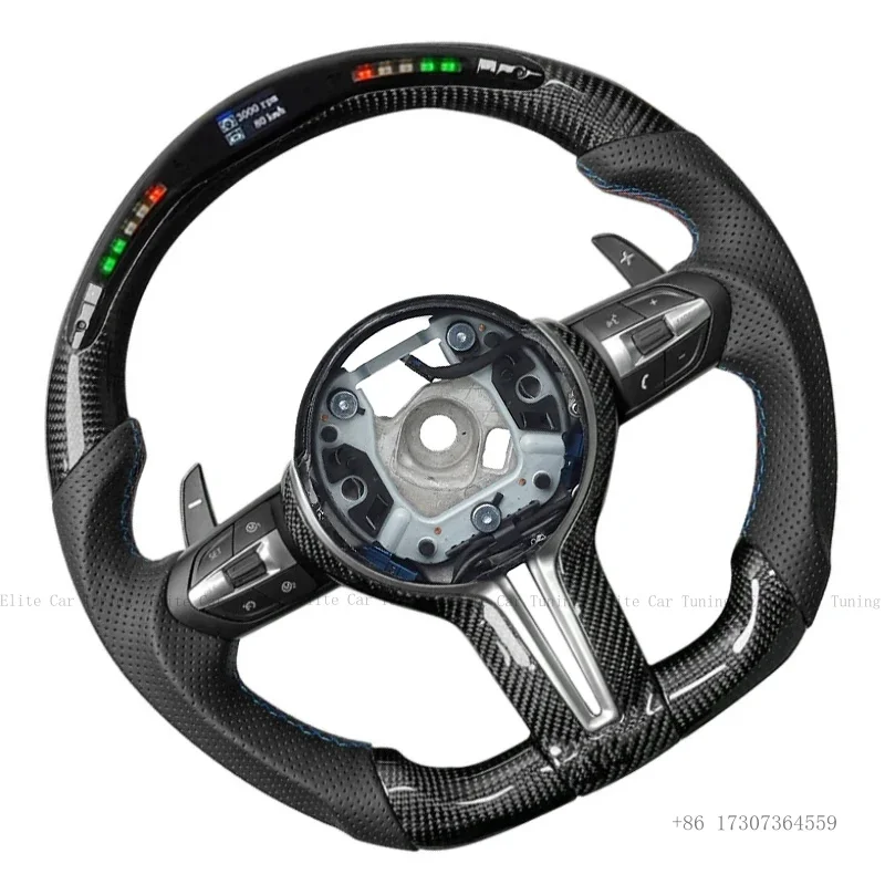 Volante de fibra de carbono con LED M Performance para BMW F30 F32 F36 F10 F20 F22 F06 F07 F15 F01 F80 F82 E46 E60 E90 M3 M4 M5 M6 M7
