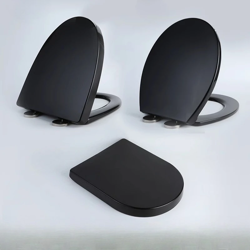 Thick Black Toilet Seat Cover Universal Soft Quiet Bidet Cover for U/V Toilet Durable Bathroom Accessories Home Toilet Parts