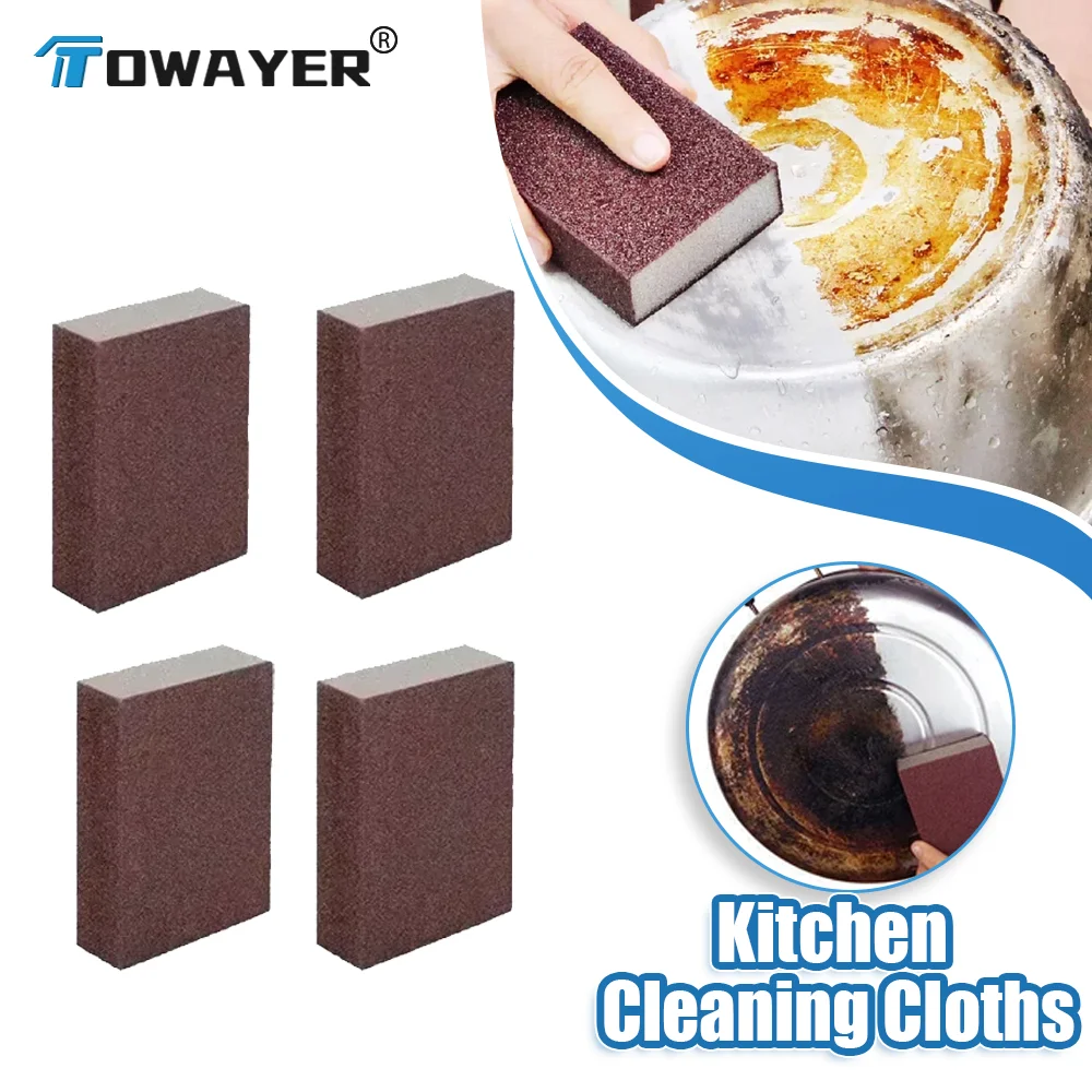 10/20pcs Kitchen Sponge Cleaning Wipes Reusable Sandpaper Cleaning Wipes Pots and Pans Rust Removal Cleaning Wipes