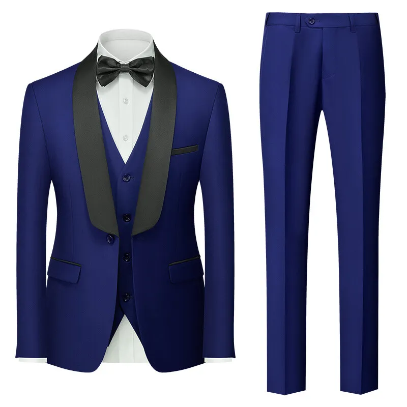 

New men's fashionable, cool, versatile and trendy business, banquet and wedding suit three-piece set men's double split dress se