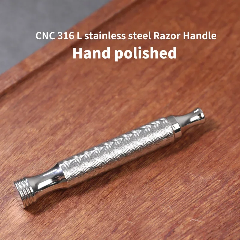 CNC 316L Stainless Steel Safety Razor Handle Without Head Double Edge Men Wet Shaving Manual Shaver Handle