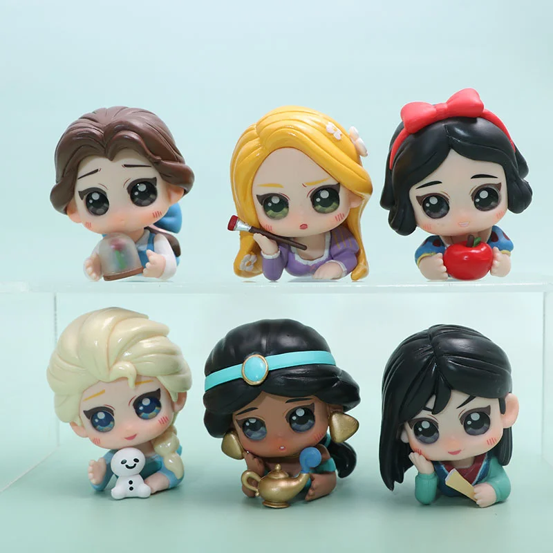 Figuras de acción de princesas de Disney, Mulan, Rapunzel, Cenicienta, Elsa, Jasmine, colección de muñecos, juguetes, regalo de Navidad