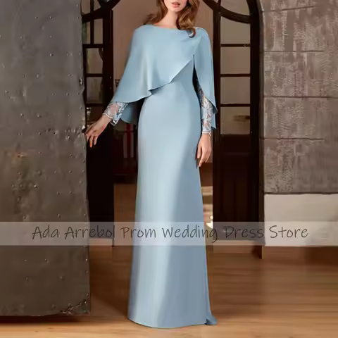 Elegant Wedding Guest Dresses for Women Lace Long Sleeves Mother of the Bride Dress Long Scoop Mermaid Evening Dress 2024