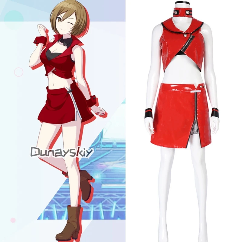 

Meik0 Cosplay Anime Sister Mei 코스프레 Anime PJSK Colorful Stage 코스프레 Girl Red PU Uniform Set Halloween Outfit For Women