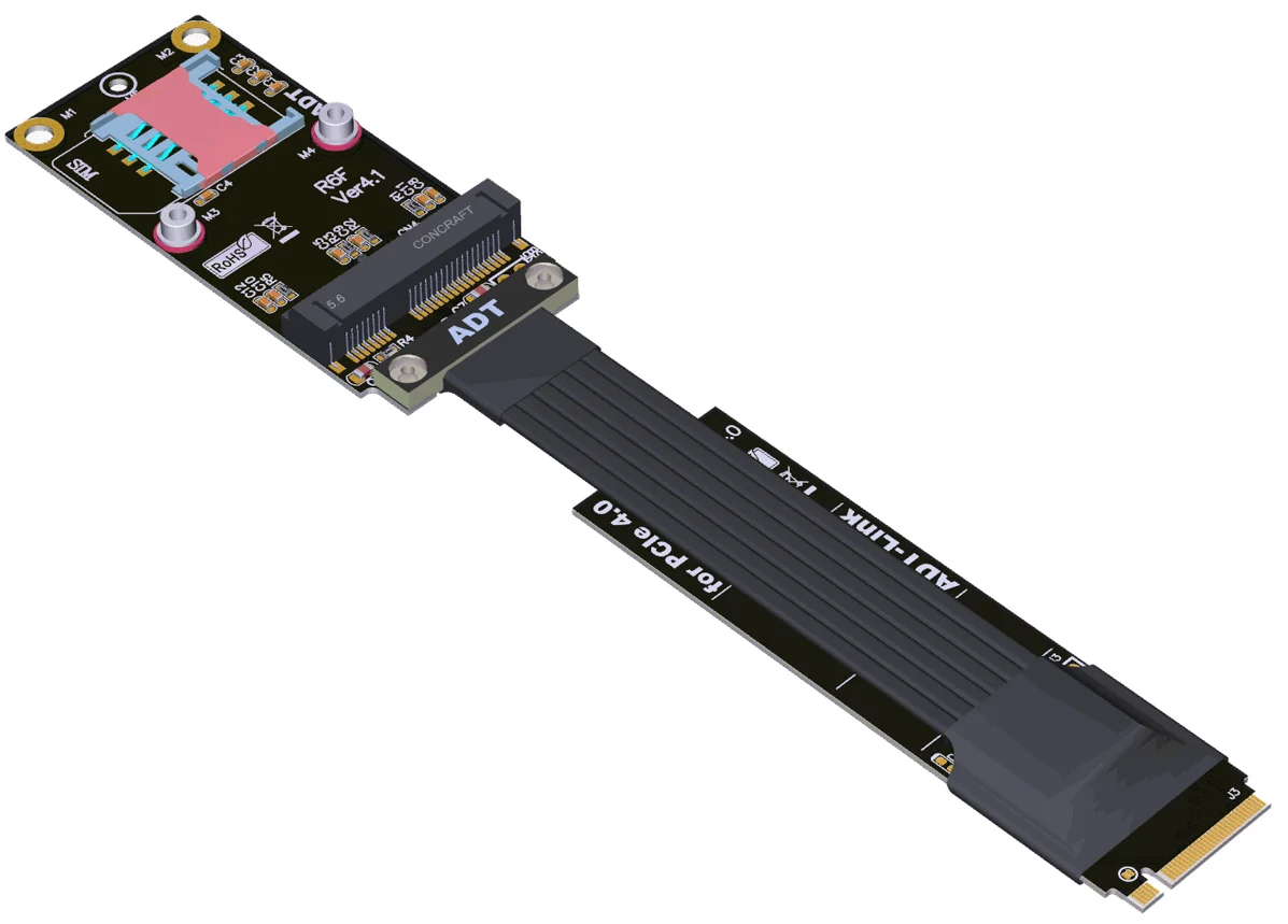 Transferencias de teclas M.2 NVMe M Cables de extensión Mini-pcie pcie4.0 3.0 ADT