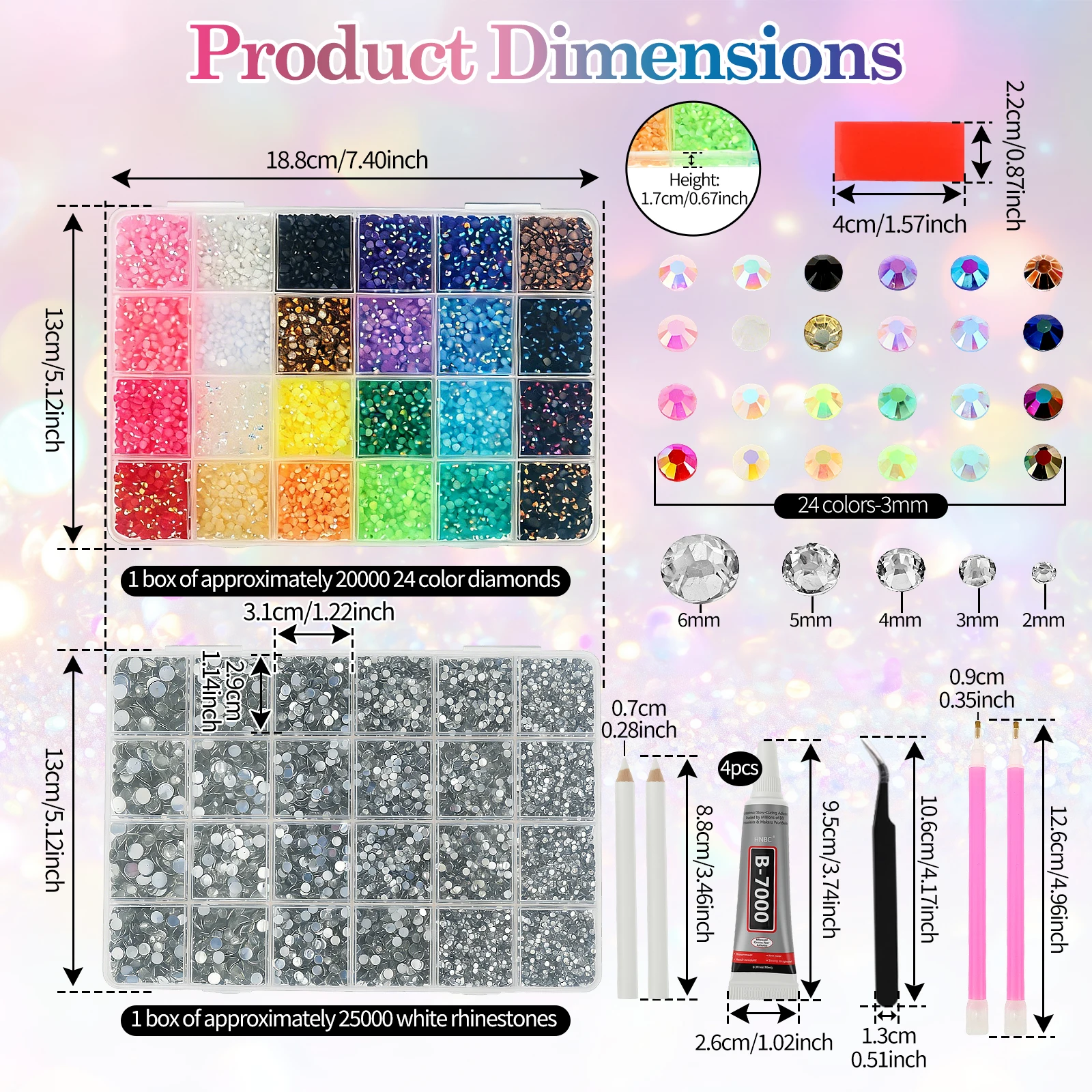 Resin Jelly Rhinestones for Bedazzling Multicolor Flatback Rhinestones Nails Crafts 3-6mm Bedazzler Kit for Diamond Art Nail DIY