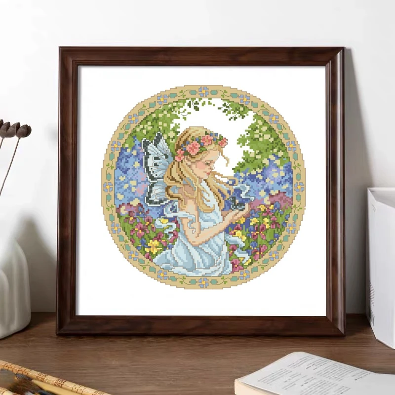 

Butterfly Girl Cross-stitch Set 28ct, 18ct, 14ct, 11ct Embroidery Fabric hand-embroidery Material pack
