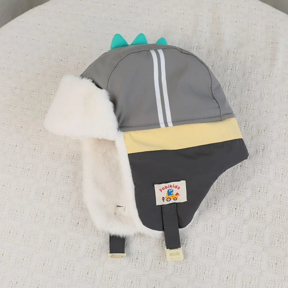 Cute Polyester Cartoon Trapper Hat Thick Ear Protection Dinosaur Winter Hat 49-55CM Warm Kids Earflap Hat Cold Weather