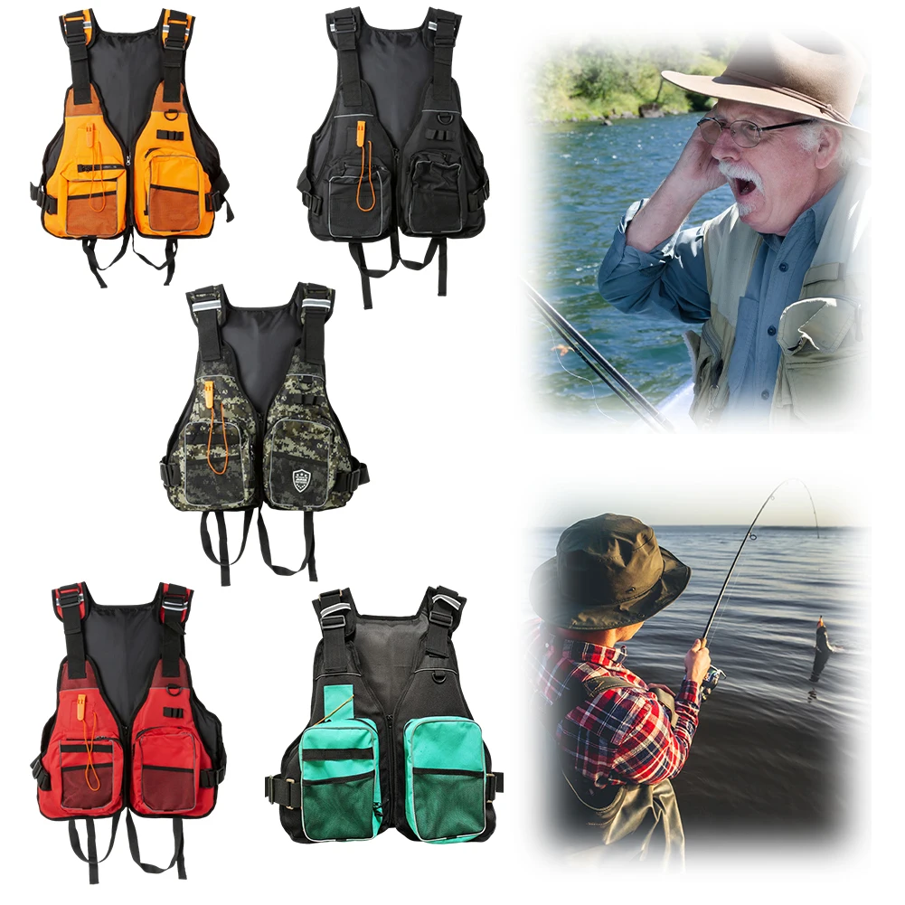 

Life Jackets Survival Swimsuit Multiple Pockets Life Vest Multi-functional Water Sports Equipment for Kayaking Rafting Boating