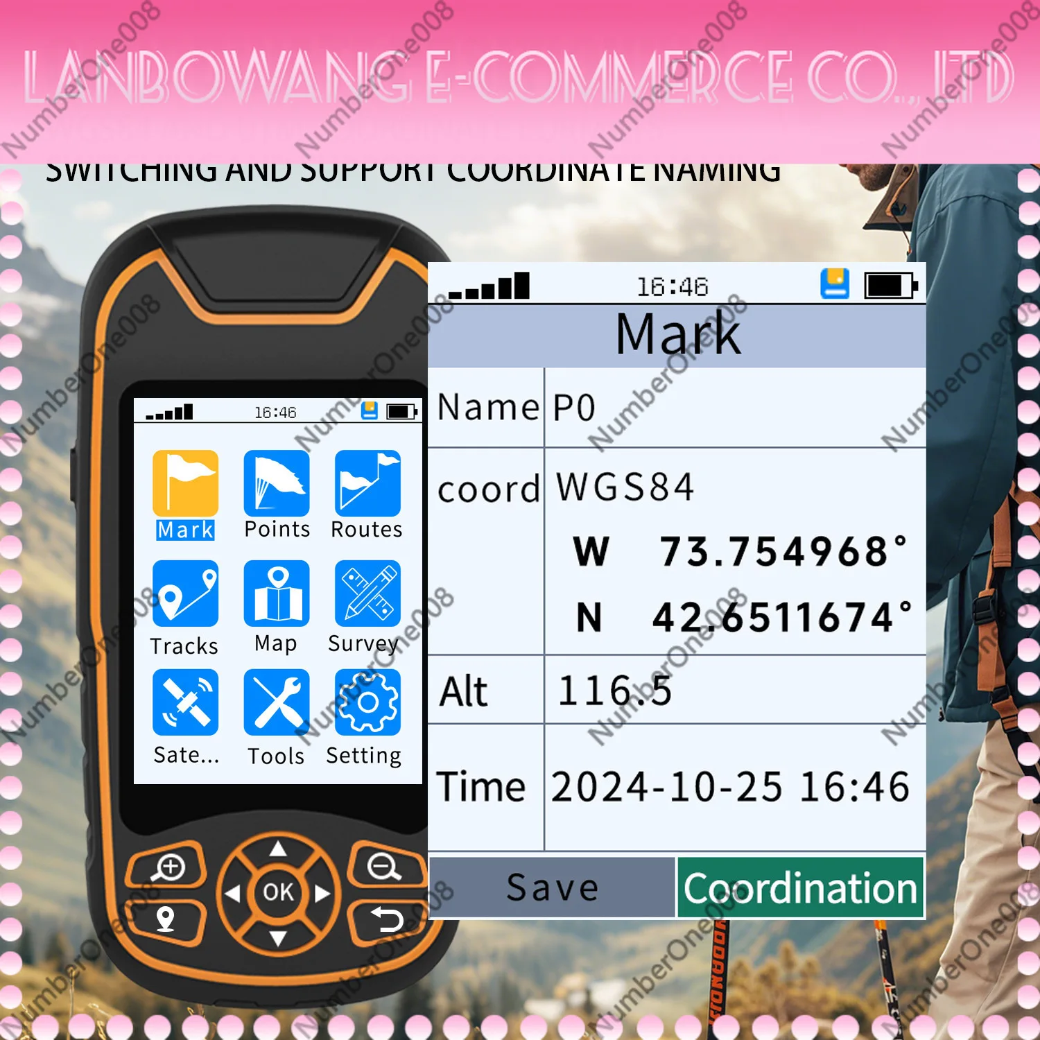 Handheld GPS Locator Latitude Longitude Coordinate Measuring Instrument Outdoor Navigator English Version Portable