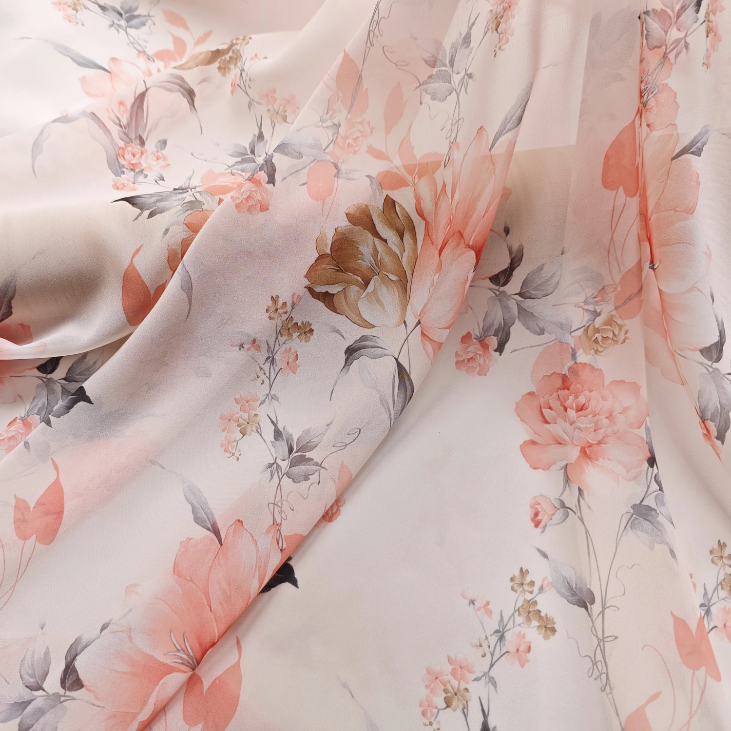 floral chiffon dress material 58'' Wide Orange Blue Fabric Soft Wedding Skirt Hanfu Chiffon A-line V Neck Spaghetti big Blue floral wedding dress Select Jacket and Vest Size:EU50/US40/M-L