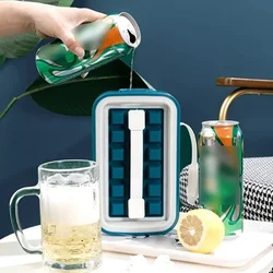Ice Hockey Pot 2-in-1 Ice Grid Mold Pot shaped Ice Maker Convenient Folding Ice Hockey Machine Frozen Ice Block Silicone