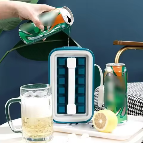 Ice Hockey Pot 2-in-1 Ice Grid Mold Pot shaped Ice Maker Convenient Folding Ice Hockey Machine Frozen Ice Block Silicone