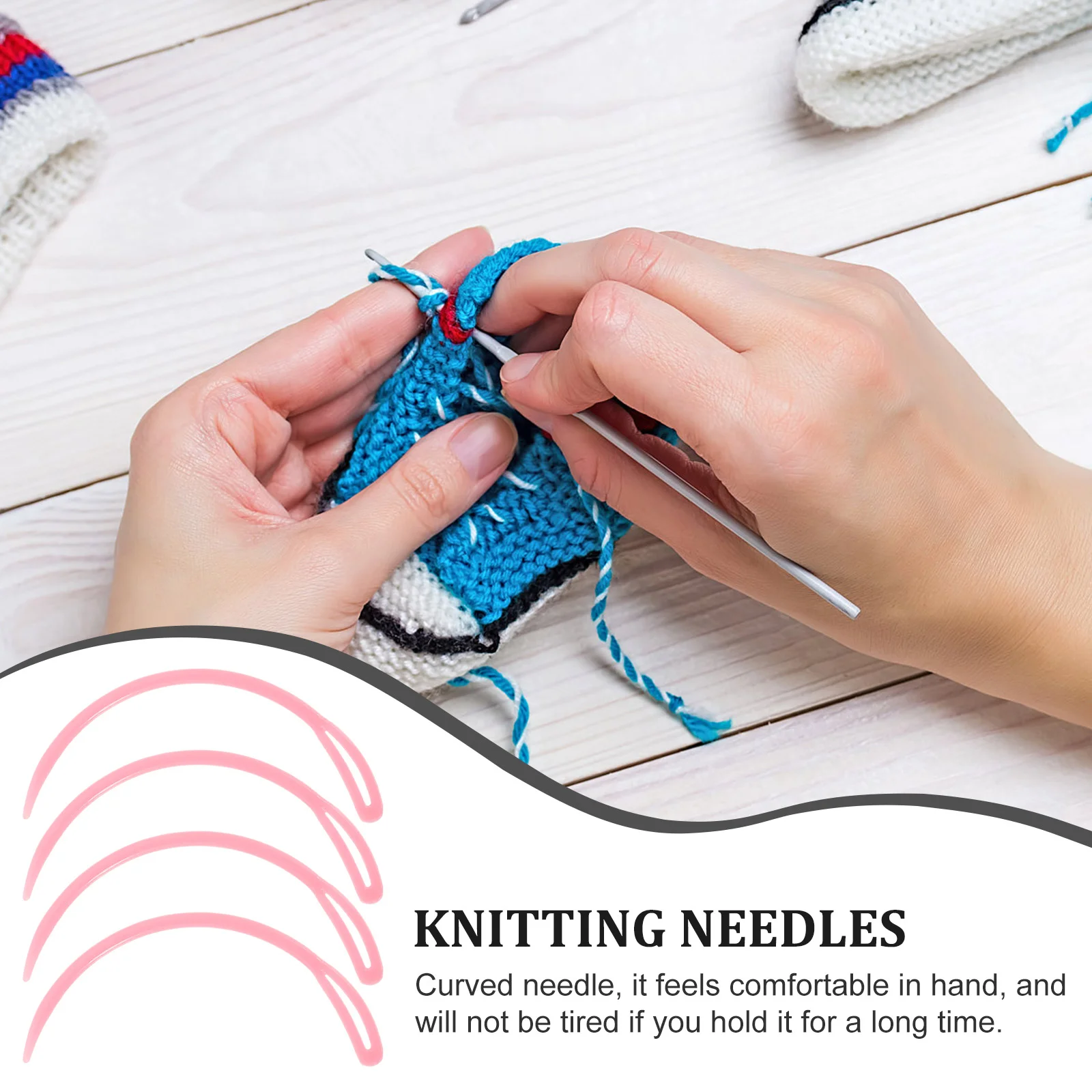 50 Pcs DIY Hand Knitting Tools (blue) Tapestry Needle Sewing Pins Plastic Yarn Needles Portable Compact Crochet