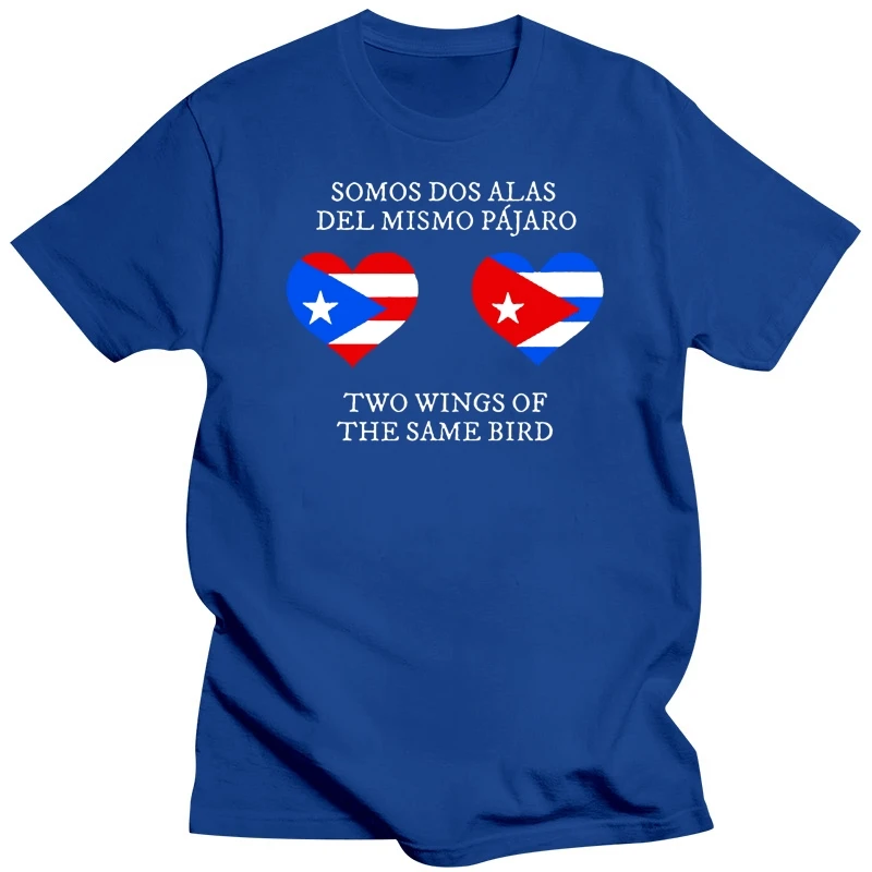 Knitted Puerto Rico And Cuba Heart, Two Wings Of The Same T-Shirt Humorous Comics T Shirts Round Collar Clothing Plus Size S-5xl