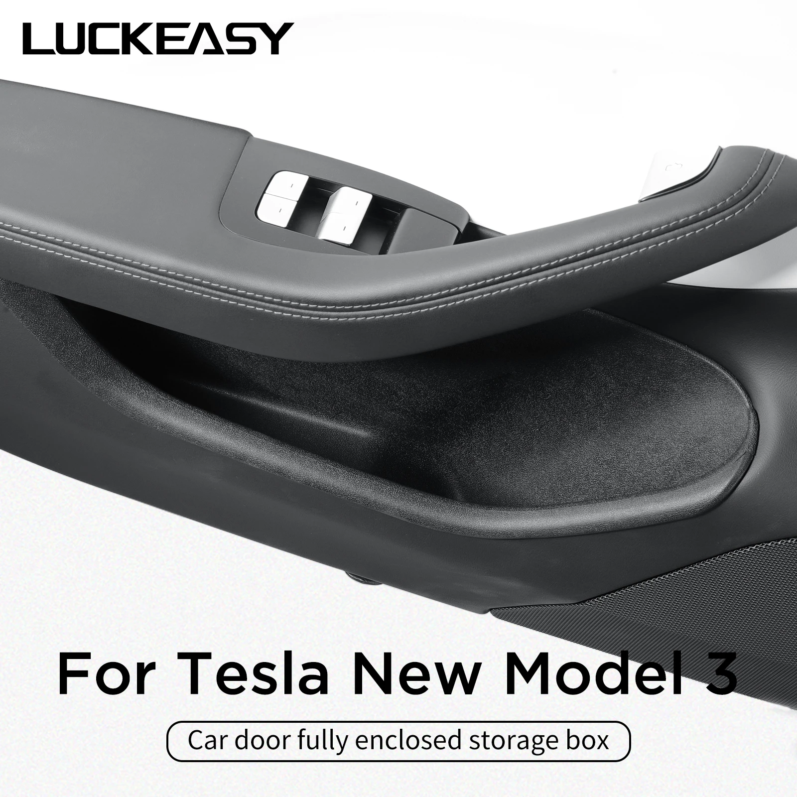 For Tesla Model 3 Highland Car Side Door Handle Storage Box Gate Slot Anti Dirty Storage Organizer Tidying Tray Accessories 2024