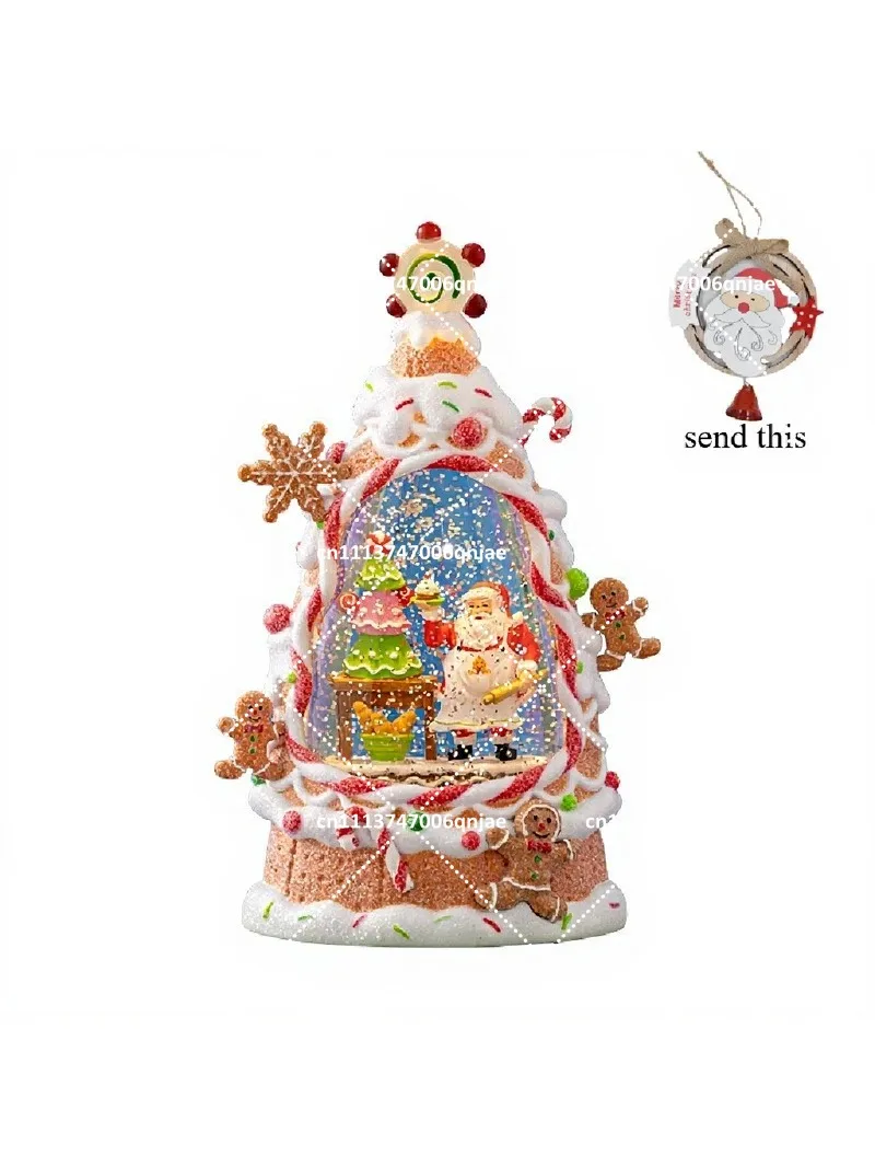 Vintage Christmas Lantern Decor with Animated Santa Claus Train and LED Lamp, Collectible Holiday Ornament