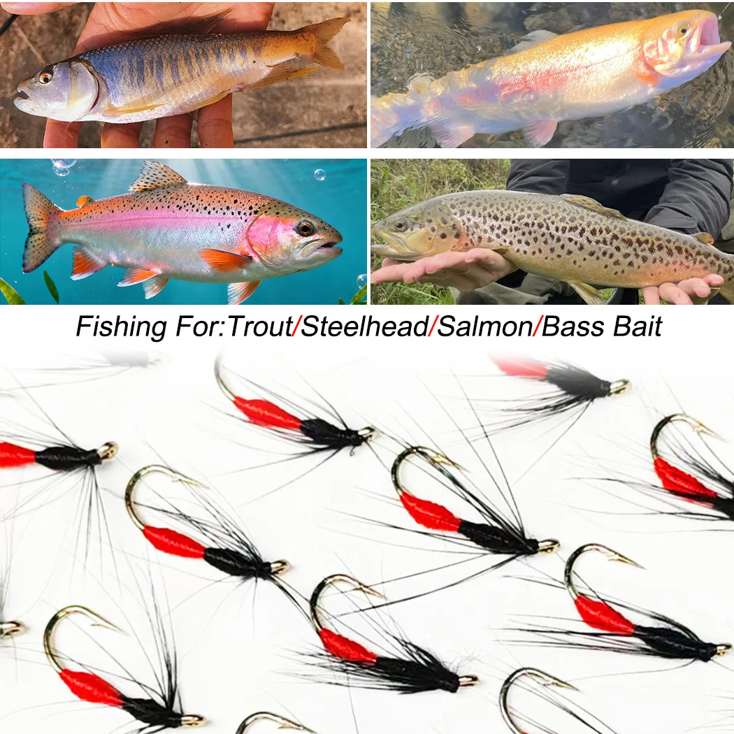 النمل الاصطناعي يطير الحورية الحمراء الطعم 10 قطعة/صندوق يطير ذباب الصيد الذباب الجاف حورية الطعم لصيد الأسماك مثل سمك السلمون المرقط/الجهير الخ #6