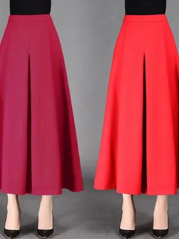 

Чистый цвет, женские брюки с высокой талией и девятью точками, широкие брюки, юбка, брюки, повседневные тонкие брюки из полиэфирного волокна, весна-осень