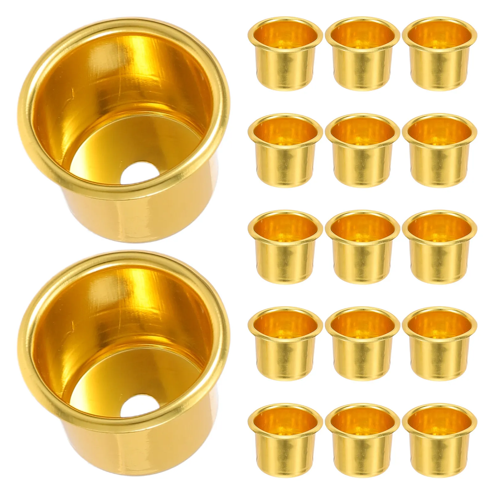 25Pcs Gold Aluminium Cup Holders Prevent Wax Drip Wax Protector Holders for DIY Christmas Wreaths Tea Light Cups