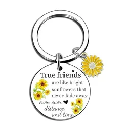 1Pc True Friends Gift Friendship Sunflower Keychain for Best Girlfriend Birthday Gift for Girlfriend Departure Gift