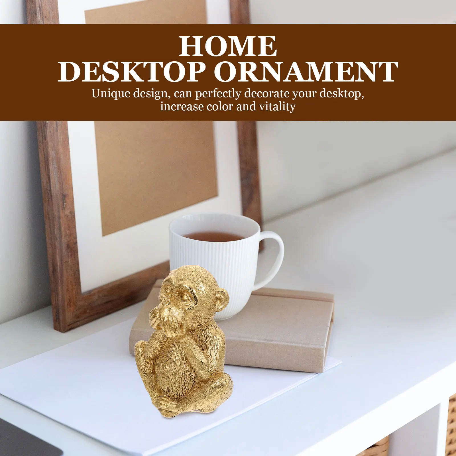 

Resin Monkey Ornament Small Vivid Desktop Decoration Lightweight Mini Resin Craft Unique Home Office Tabletop Monkey Sculpture