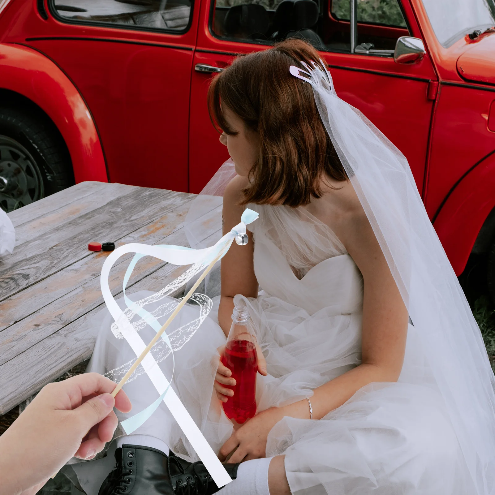 

10Pcs Wedding Ribbon Fairy Wands Lace Streamers Ribbon Sticks Bells Party Decoration Wedding Accessories Fairy Wands